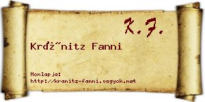 Kránitz Fanni névjegykártya